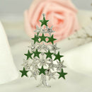 Fashion Cute Christmas Tree Stars Clear Crystal Brooches Pins Holiday Party