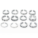 12PCS/Set Celebrity Jewelry Retro Adjustable Cuff Toe Finger Foot Midi Ring