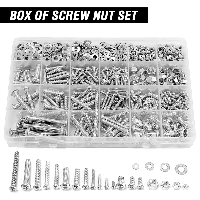 M3/M4/M5/M6 Galvanized Flat Screw Cross Head Bolt Nuts Washers Set Kit