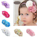 Girls Baby Children Satin Rose Headband Hair Bow Band Acsories