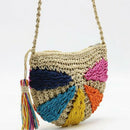 Fashion Crochet Summer Beach Bags Colorful Straw Bag Bohemian Tassel Shoulg J3L9