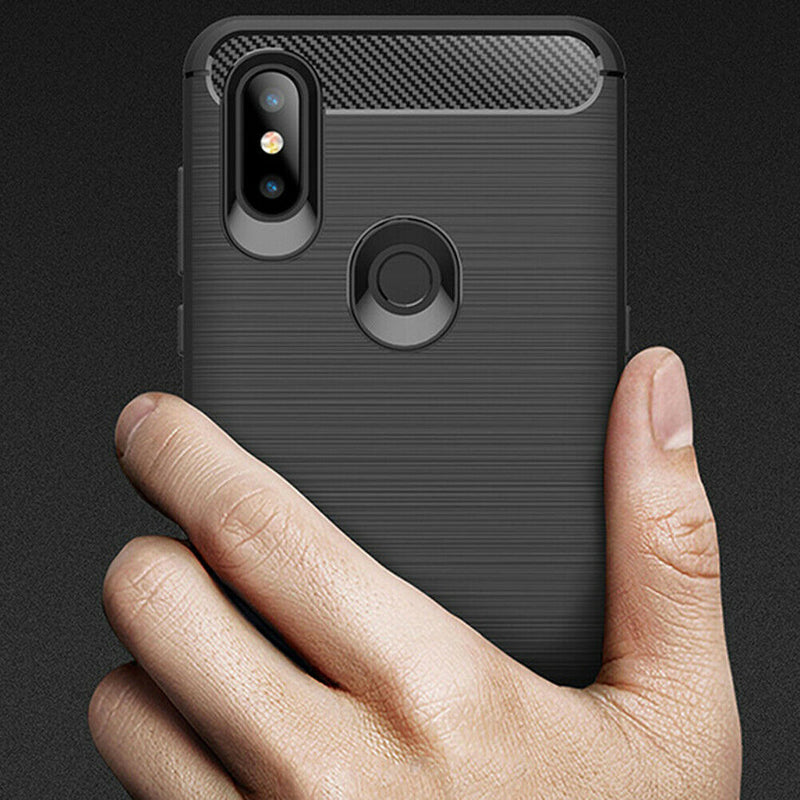 Soft TPU Phone Case Full Cover Brushed Carbon Fiber Mobile Protective Shell