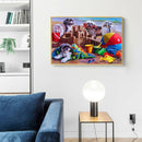5D DIY Full Round Diamond Painting Beach Dogs Cross Stitch for Home Decor