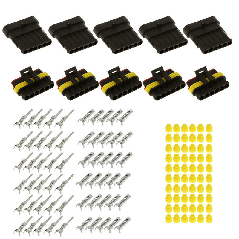 5 Kits Car Electrical Connector Sealed 1.5mm Terminal 6 Pins