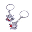2Pcs Novelty Fashion Crown Love Heart Keyring Couple Keychain Key Ring Gift