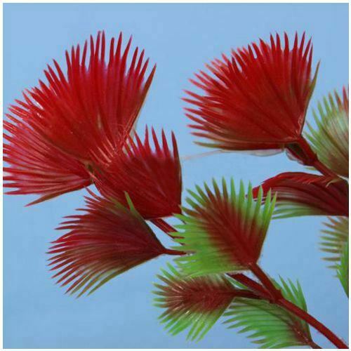 Red Plastic Fern Plants Water Fish Tank Landscaping Aquarium Ornament Decor L4F5