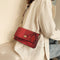 Serpentine Women Shoulder Bag Leather Flap Square Crossbody Handbags (Red)