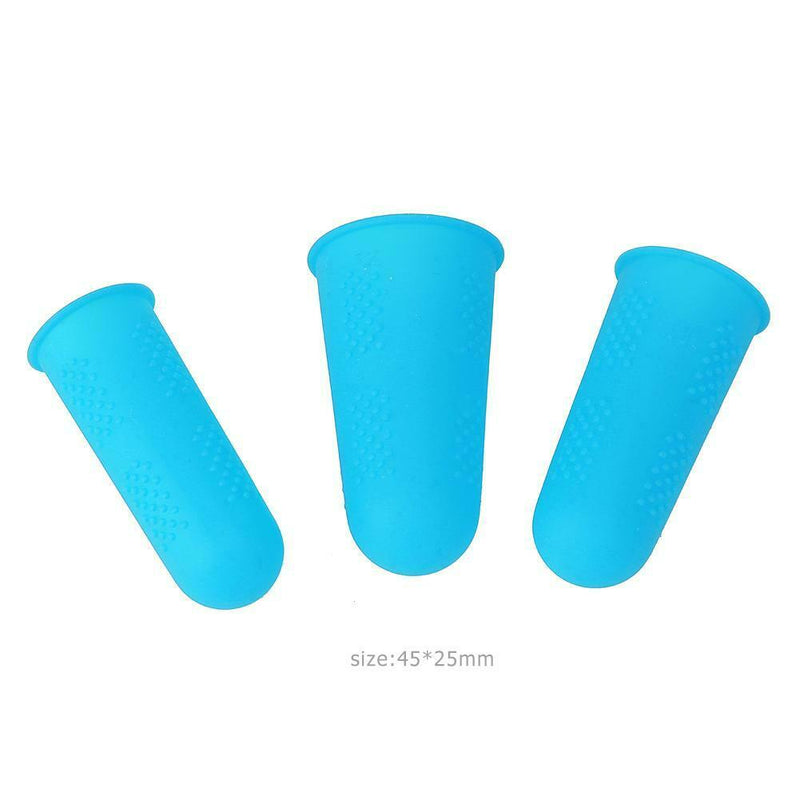 Anti-slip Hot Glue Gun Finger Caps Silicone Finger Cover Sleeve (Blue 3pcs)