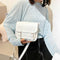 Hit Color Women Crossbody Bag Belt Buckle PU Mini Shoulder Pouch (White)