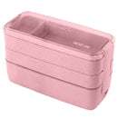 900Ml Healthy Material Lunch Box 3 Layer Wheat Straw Bento Boxes Microwave