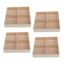 Pack 4PCS Wooden Grid Storage Boxes, Jewelry Makeup Containers, Flower Pots