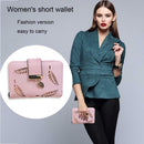 Leaf Hollow Women Short Clutch PU Leather Card Bag Short Wallet Solid Purse