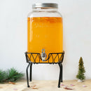 Glass Jar Drink Dispenser Metal Stand Basket Party Tea Wines Holder Black S
