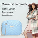 Women Simple Leather Crossbody Bag Chain Shoulder Messenger Handbag (Blue)