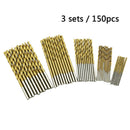 150pcs 1mm-3mm Titanium Coated HSS High Speed Steel Twist Drill Bit Set QLE