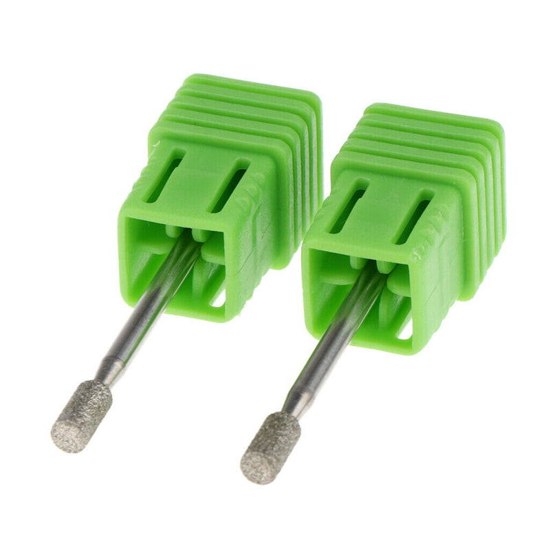 2 Pieces Diamond & Stainless Steel Nail Drill Bit Grinding Polish Head JG13