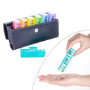 Portable 7 Day Pill Organizer Medicine Fish Oil Case with PU Leather Bag