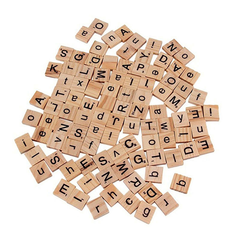 Wood Scrabble Tiles Letter Alphabet Scrabbles Number English Word Kids Toys