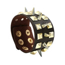 Punk Style Bracelet Cowhide Leather Rivet Cuff Bangle Men Jewelry (Brown) A