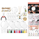 74Pc Acrylic Keyring Blank Craft Tassels Pendants DIY Jewelry Making Accessories