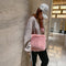 Women Plush Messenger Bag Big Capacity Fluffy Shoulder Handbags (Pink)