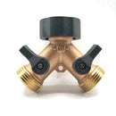 2 Way Garden Hose Brass Y Splitter Heavy Duty Water Valve Connector Tap Adapter