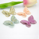 20Pcs Chic Boutique Embroidery Chiffon Butterfly Applique Double-Layer Colo