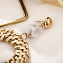 Women Bamboo Rattan Earrings - Straw Acrylic Statement Drop Dangle Earrings