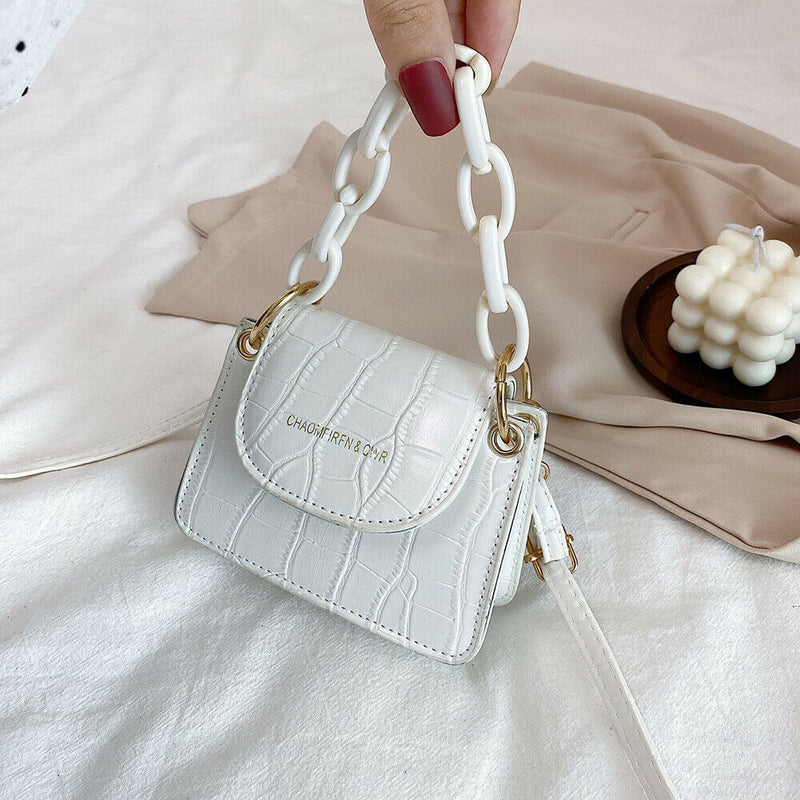 Women Mini Totes PU Solid Shoulder Money Bag Messenger Handbags (Beige)