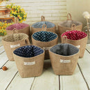 cotton linen art flower pot small sack hanging jute cotton dot storage bask P6H7