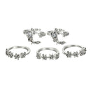 Women Crystal Joint Knuckle Nail Ring Alloy Shiny Star Moon Shape Set of 5 Pcs
