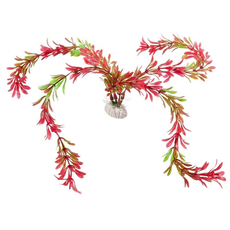 Aquarium Air Stone Red Green Artificial Aquatic Plant Ornament 15" V1J7