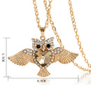 Women Owl Rhinestone Crystal Pendant Necklace Animal Long Sweater ChainJewelryES
