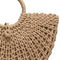 Straw Bag Paper Rope Round Bucket Hollow Woven Bag Retro Casual Belt Buckle H2S1