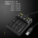18650 Charger 4 Slot Usb 21700 Aa Aaa 26650 Smart Lithium Battery Nimh Batt
