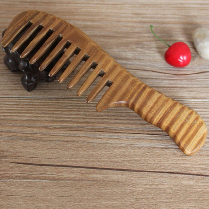 Wooden Natural Sandalwood Handmade Wide Tooth Comb Massage Comb Hair Care 3C