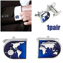 1pair Prom Men Cufflinks Wedding Party Gift Earth Map Fashion Copper Shirt Suit