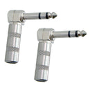 2X Guitar Bass Cable Connector Plug stereo Right Angle 90 Male Plug 6.35 mm