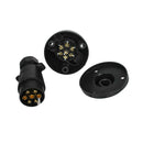 2Pcs  7-Pin Round Caravan Tow Bar Electrical Trailer Socket Plug Black Housing