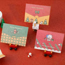 Cartoon Christmas Card Santa Bear Girl Elk Greeting Card P0Y9 L0Q0 I6E9
