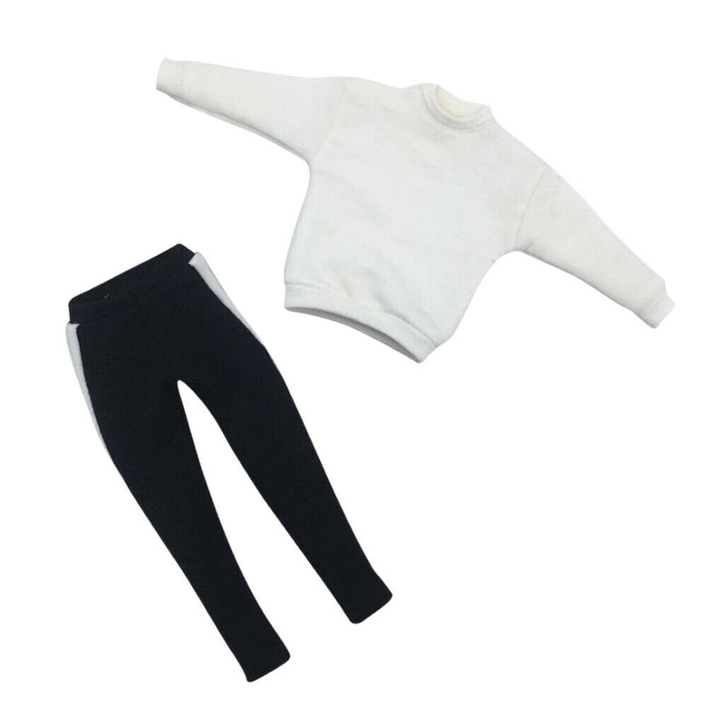 1/6 Scale Round Collar Sweatshirt Top Outfit and Striped Pants For 12'' HT PH