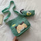 2pcs/set Women Canvas Cat Print Shoulder Crossbody Handbags Pen Bag (Green)
