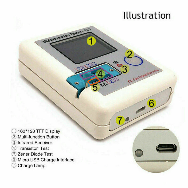 3.5inch Colorful Graphic Display Multifunction Transistor Tester Diodes LCR R6P4