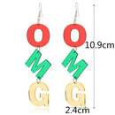 Funky Acrylic Hip Hop Long Dangle Drop Colorful OMG Shape Earrings Jewelry