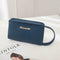 Women Handbag Leather Solid Color Money Purse Wrist Pocket Clutch (Blue)