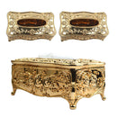 2pcs Rose Flower Pattern Tissue Box Acrylic Wide Use for Living Room -Golden