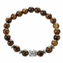 Men Natural Tiger Eye Stone Beads Bracelet Buddha Head Charm Beaded Bracele S7C5
