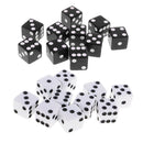 Pack of 20 Black+White Square 6 Sided Dices Die 0.62inch for Party Casino Table
