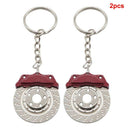 2 Pcs Disc Brake Pendant Key Chain Hanging Plated Zinc Alloy Craft Ring Durable