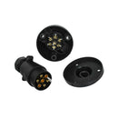 2Pcs  7-Pin Round Caravan Tow Bar Electrical Trailer Socket Plug Black Housing